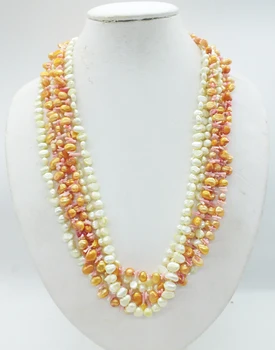 

6 rows Natural Baroque pearls, coral necklace. Very popular ladies necklace 60CM