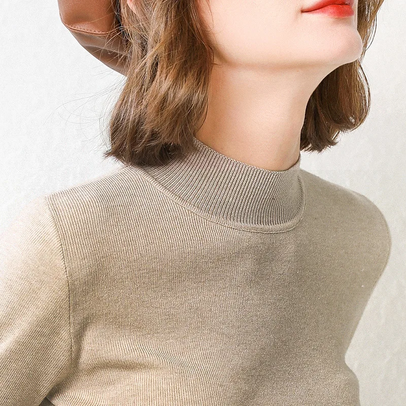 Winter Pullover Women Basic Knitted Sweater Slim Fit Median Collar And Long Sleeve 11 Color Pull Femme
Winter Pullover Women Basic Knitted Sweater Slim Fit Median Collar And Long Sleeve 11 Color Pull Femme