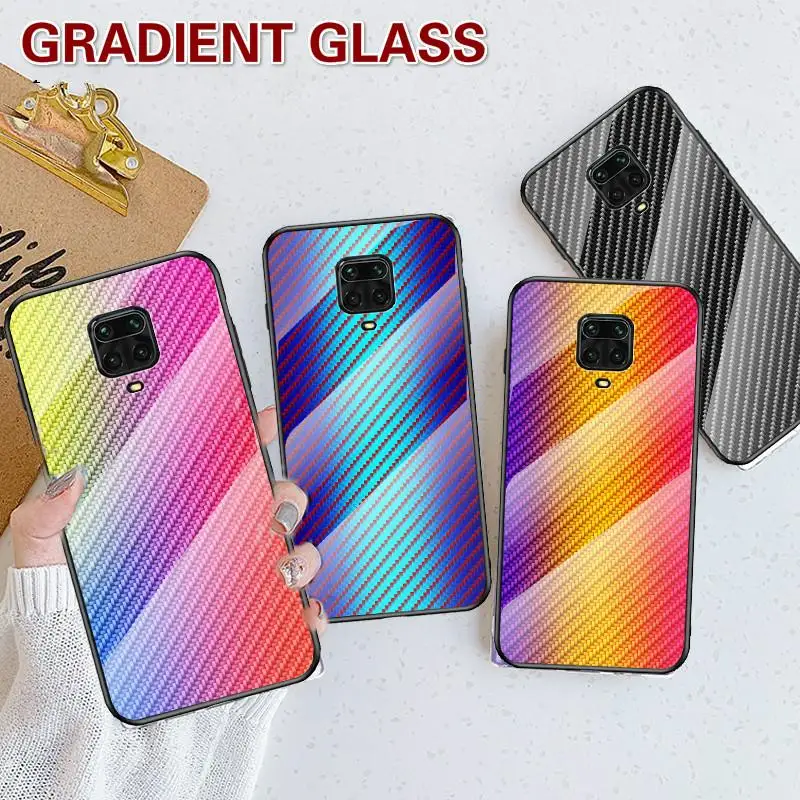 Градиентный чехол из углеродного волокна для Xiaomi Redmi Note 9 Pro Max противоударный