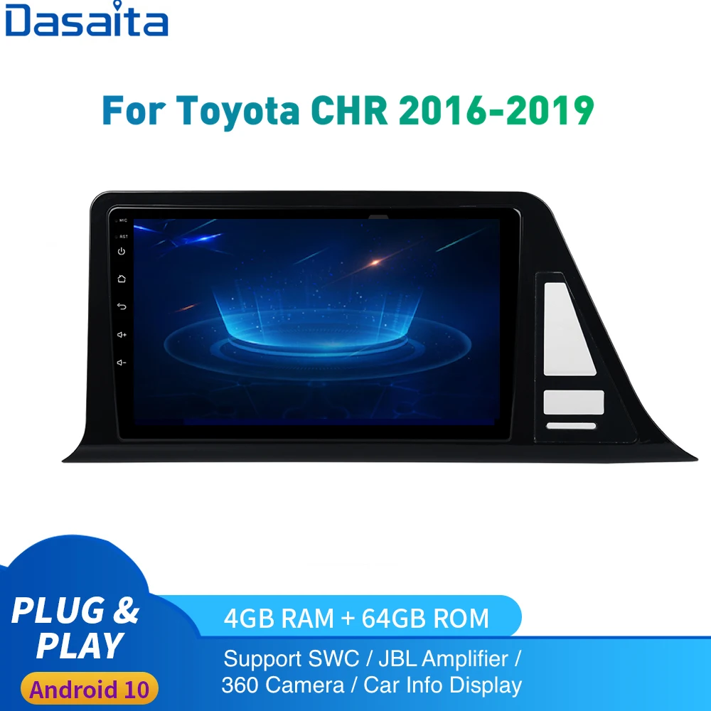 Dasaita Android 10 автомобильный радиоприемник GPS для Toyota C-HR Europe мультимедийный 2014 до 2020