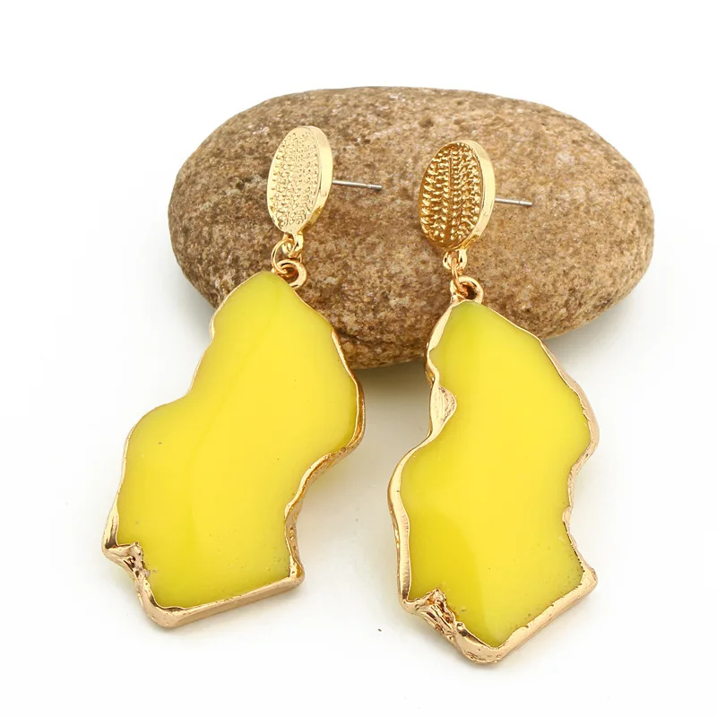 Bijoux Fashion Chic Golded Blue Yellow Big Long Drop Earrings For Women Jewelry Statement Pendientes Mujer Moda 2019 Ohrringe (4)