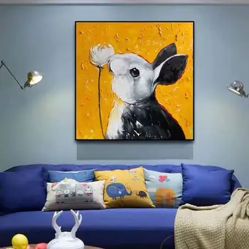 Hand painted animal Rabbit kissing flowers Oil Canvas Painting tiny abstract Wall Art Picture home Decor painting on canvas
Hand painted animal Rabbit kissing flowers Oil Canvas Painting tiny abstract Wall Art Picture home Decor painting on canvas