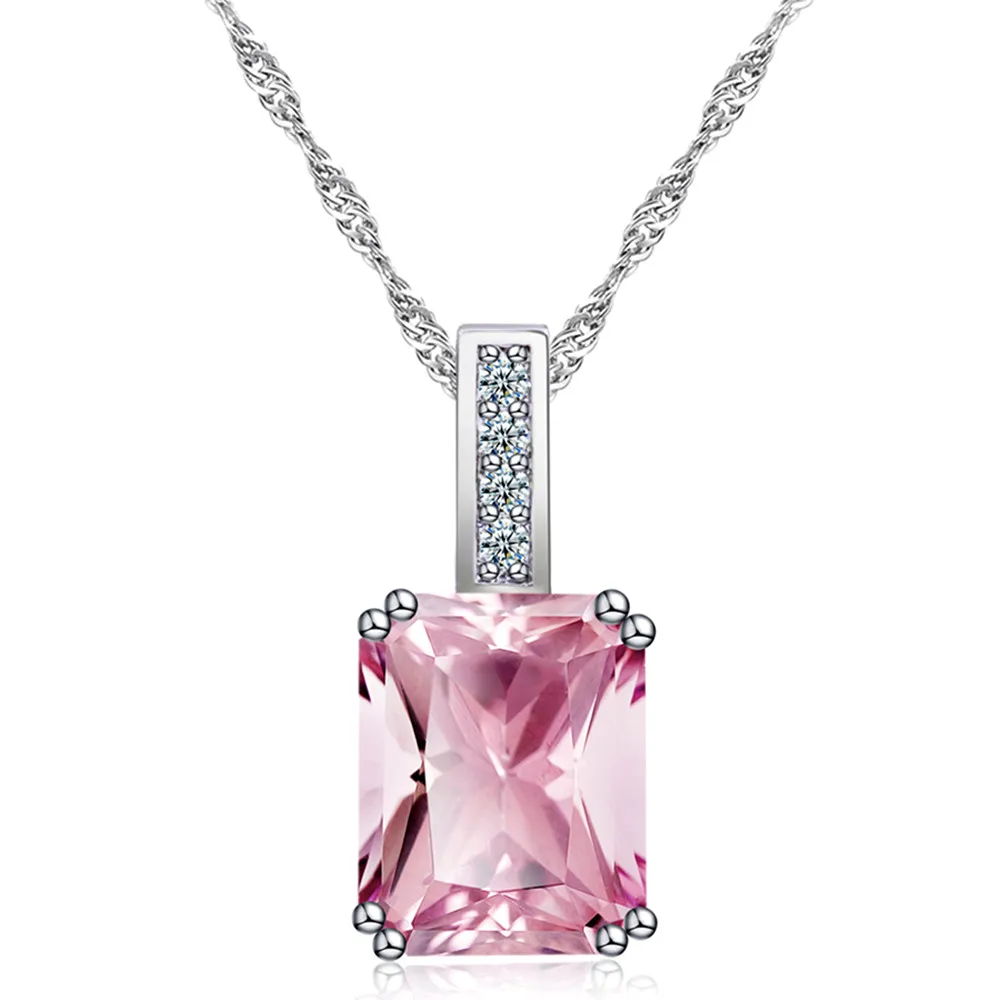 Square pink crystal gemstones AAA zircon diamonds pendant necklaces for women white gold silver color chain choker jewelry gift
Square pink crystal gemstones AAA zircon diamonds pendant necklaces for women white gold silver color chain choker jewelry gift