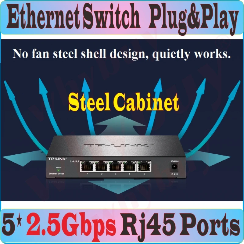 

5* 2500Mbps RJ45 Ports Desktop Ethernet Switch 2.5 Gigabit Ethernet Network Switch IEEE 802.3bz/3ab/3x 16K MAC address Plug&Play