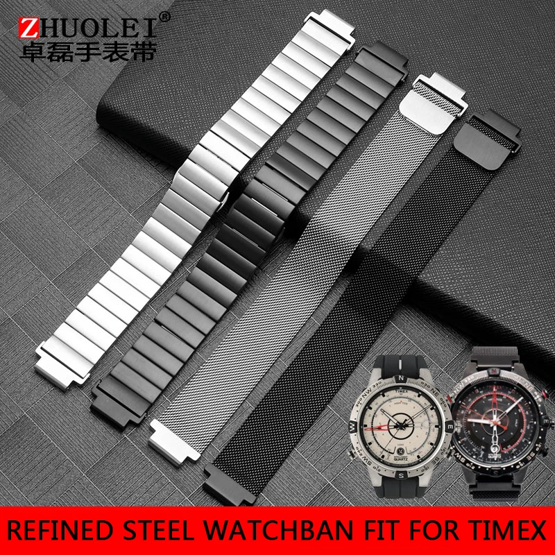 

New Design Center steel belt fit for TIMEX watch t2n720 t2n721 t2n739 t49859 convex steel chain for men's Watch