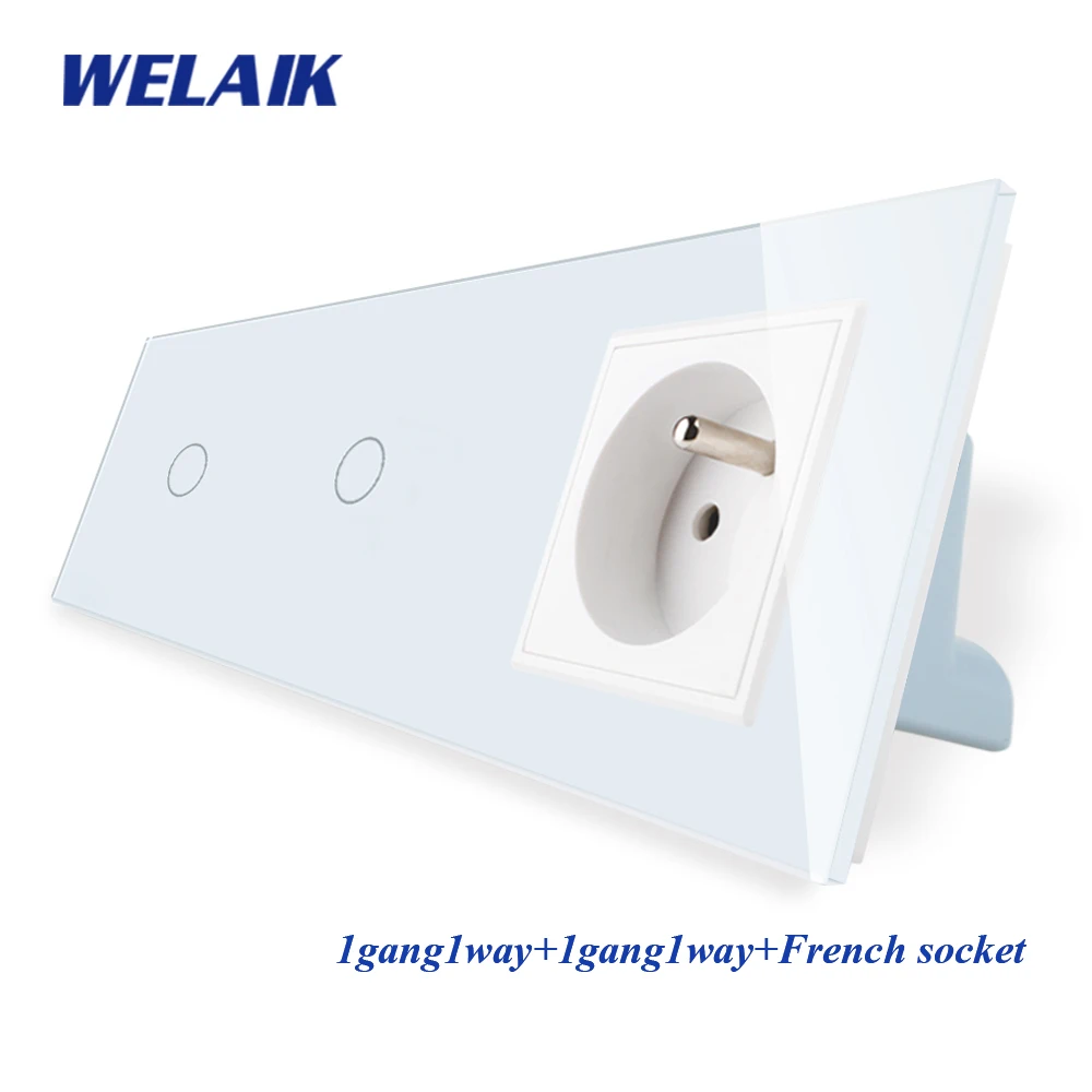 WELAIK1 EU 3Frame 2*1Gang1Way+FR Socket Crystal Glass Panel Wall Touch Switch European LED Light Switch AC250V A3911118FCW
WELAIK1 EU 3Frame 2*1Gang1Way+FR Socket Crystal Glass Panel Wall Touch Switch European LED Light Switch AC250V A3911118FCW