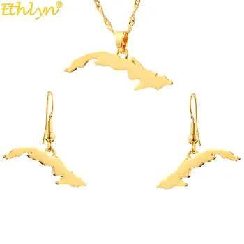 Ethlyn Gold Color Cuba Map Earrings Necklace for Women Jewelry Sets Charm Maps Gifts S326
Ethlyn Gold Color Cuba Map Earrings Necklace for Women Jewelry Sets Charm Maps Gifts S326
