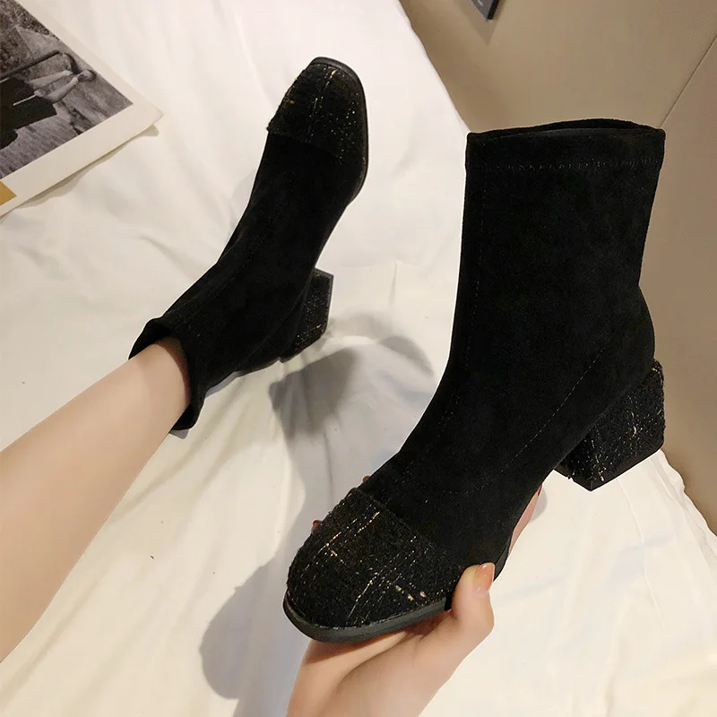 Stitching flock winter martin boots woman korean chunky 5cm heels chelsea botas stretch warm plush green snow short botines 2020
Stitching flock winter martin boots woman korean chunky 5cm heels chelsea botas stretch warm plush green snow short botines 2020