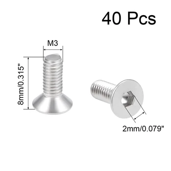 uxcell M3x8mm Flat Head Machine Screws Inner Hex Screw 304 Stainless Steel Fasteners Bolts 40Pcs
uxcell M3x8mm Flat Head Machine Screws Inner Hex Screw 304 Stainless Steel Fasteners Bolts 40Pcs