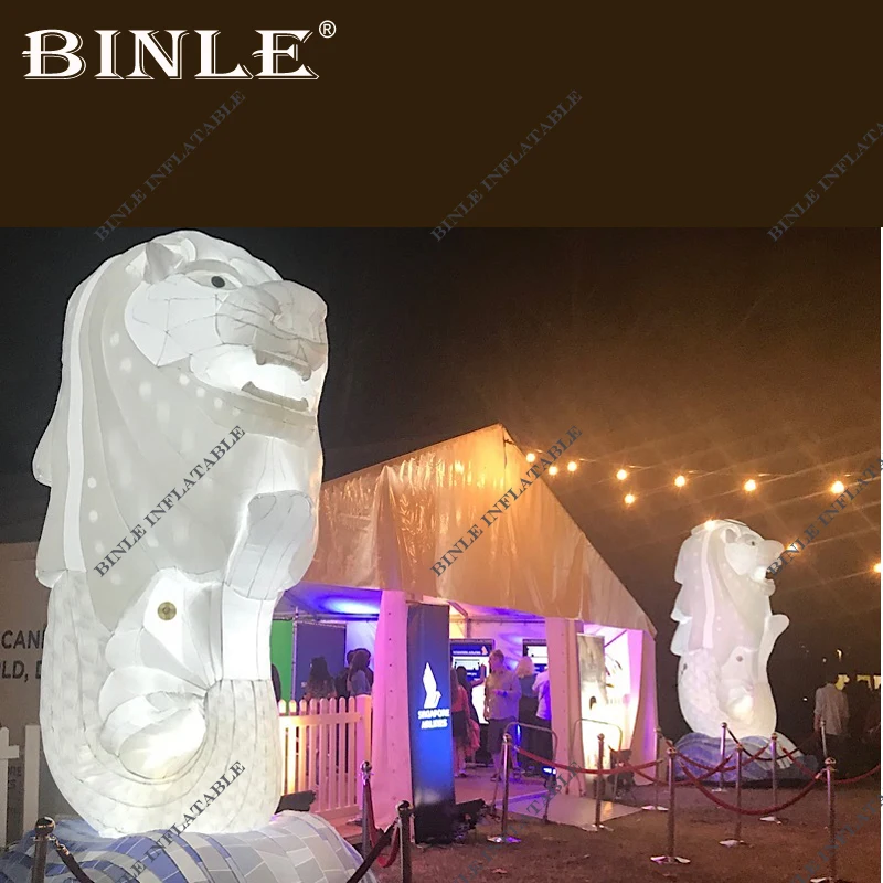 

Outdoor displayed giant led inflatable lion cartoon,inflatable merlion for night show