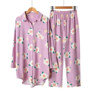 New Women Pajamas Sets Two Piece Set Flower Print Sleepwear Set Loose Long Sleeve Shirt Nightwear Set
New Women Pajamas Sets Two Piece Set Flower Print Sleepwear Set Loose Long Sleeve Shirt Nightwear Set