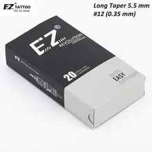 

EZ Revolution Tattoo Cartridge #12(0.35 MM) Round Liner (RL) Long Taper Needles for Rotary Machine & Grips 20 Pcs/Box