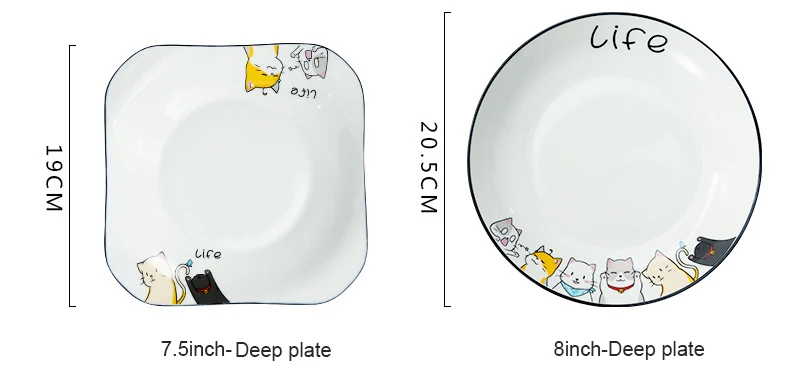 cartoon ceramic cat plates