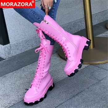 MORAZORA 2020 new arrival mid calf boots women genuine leather shoes zip lace up flat platform boots fashion punk shoes ladies
MORAZORA 2020 new arrival mid calf boots women genuine leather shoes zip lace up flat platform boots fashion punk shoes ladies