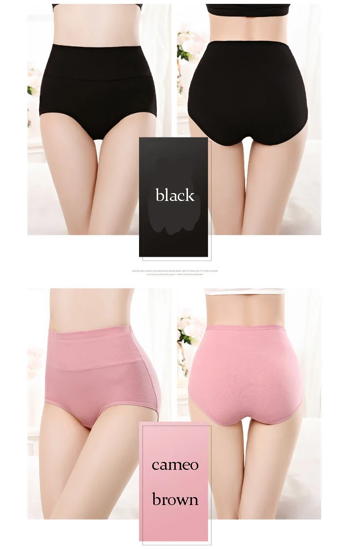Description Picture 4 of itemQA286 Hot Sale Cotton Panties High Waist Women Underwear Comfortable Solid Lingerie Control Waist Female Briefs Plus Size