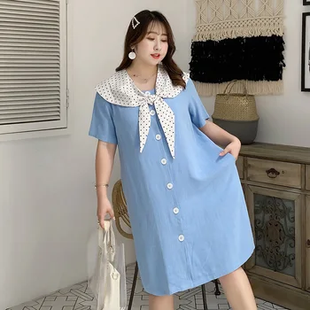 Women's summer solid color pocket button dress plus size knee length casual dress 100 kg can wear
Women's summer solid color pocket button dress plus size knee length casual dress 100 kg can wear