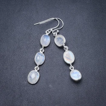 Natural Rainbow Moonstone Handmade Unique 925 Sterling Silver Earrings 2" Y2903 
Natural Rainbow Moonstone Handmade Unique 925 Sterling Silver Earrings 2" Y2903