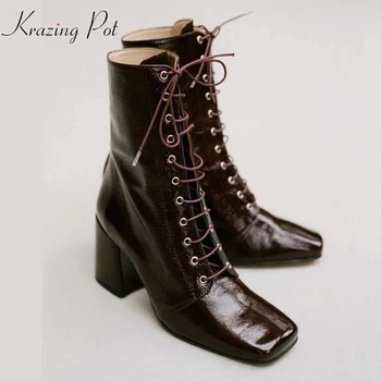 krazing pot microfiber leather motorcycles boots square toe high heels winter rivets lace up fashion brand mid-calf boots L05
krazing pot microfiber leather motorcycles boots square toe high heels winter rivets lace up fashion brand mid-calf boots L05