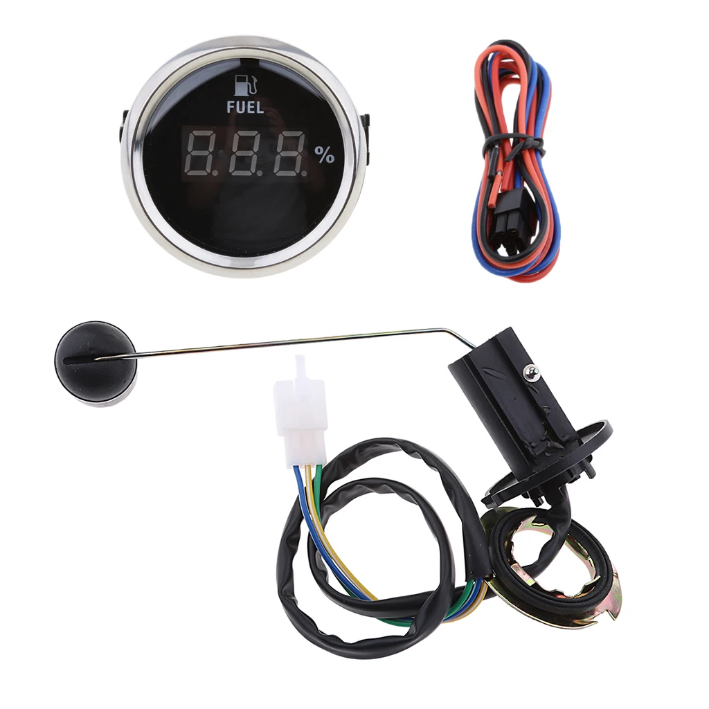 2 inch 52mm Boat Fuel Level Gauge 0-190ohm with 316 Stainless Steel Bezel + Fuel Sensor Sender - Black 2 inch 52mm Boat Fuel Level Gauge 0-190ohm with 316 Stainless Steel Bezel + Fuel Sensor Sender - Black