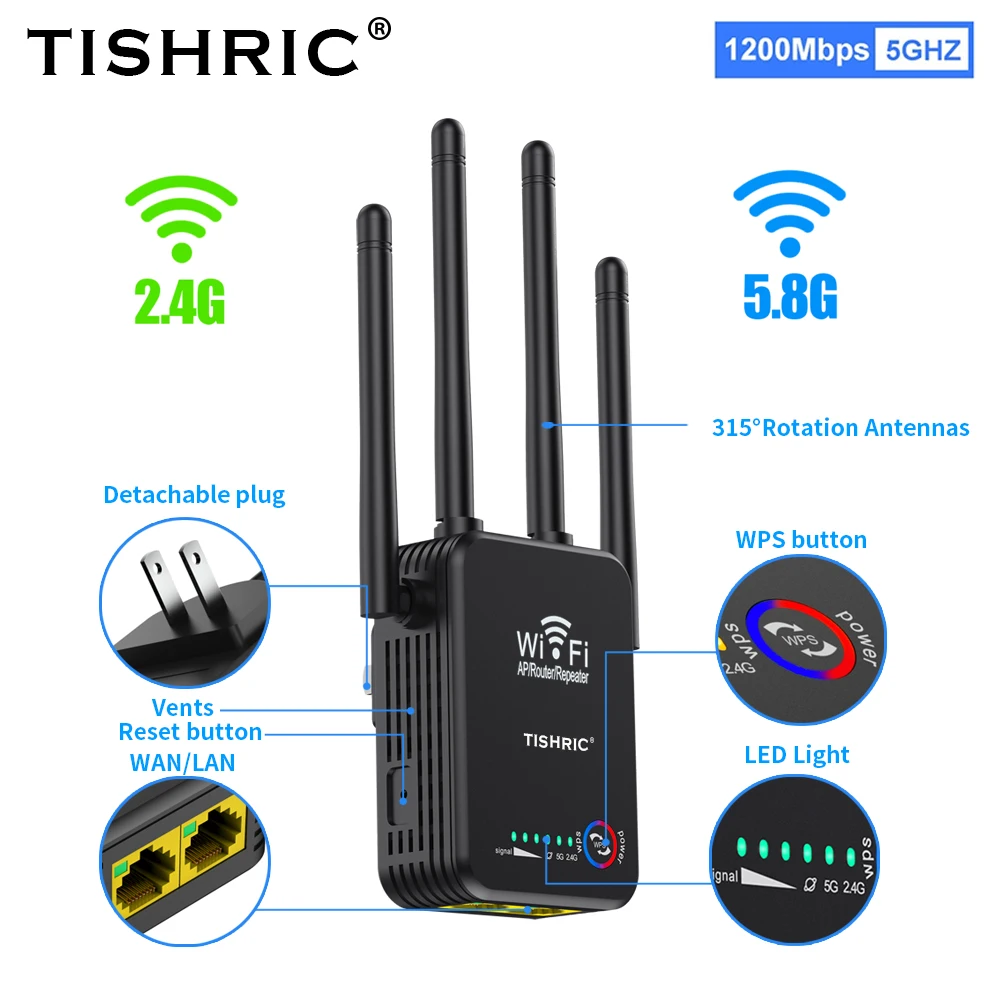 Мини Wi-Fi роутер AC1200M 5 ГГц большой радиус действия Беспроводной ретранслятор