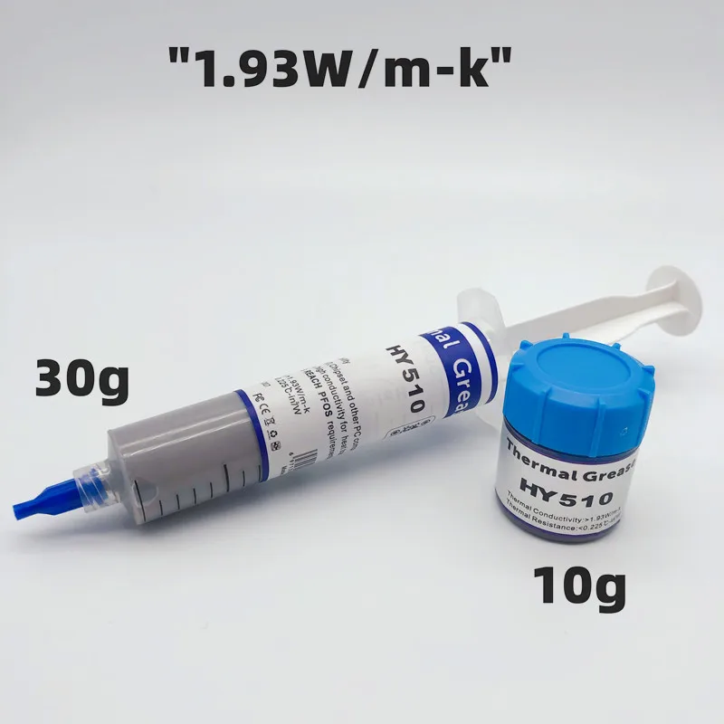 1.93W/m-k HY510 10g/30g silicone thermal paste heat transfer grease heat sink CPU GPU chipset notebook computer cooling Syringe
1.93W/m-k HY510 10g/30g silicone thermal paste heat transfer grease heat sink CPU GPU chipset notebook computer cooling Syringe