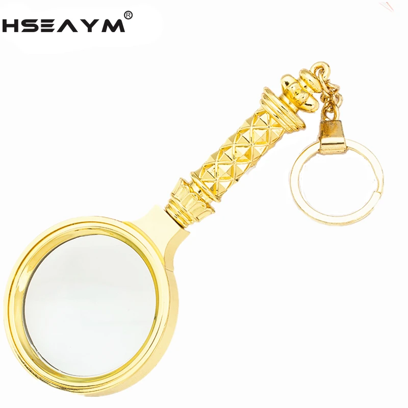8X Presbyopia Magnifier All-gold Plated Brass Gift 60mm Jewelry Reading Loupe Handheld Keychain Magnifying Glass Megaloscope | Инструменты