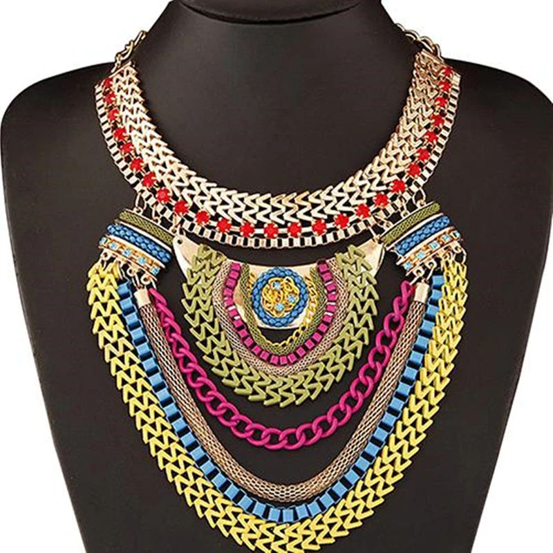 Female bohemia big Colorful necklaces vintage ethnic Multi-Layers choker Necklace statement tribal jewelry
Female bohemia big Colorful necklaces vintage ethnic Multi-Layers choker Necklace statement tribal jewelry