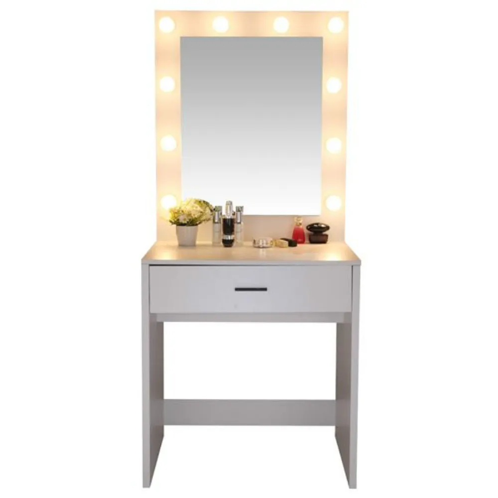 FCH Dresser With a Light Cannon Large Mirror Single Drawer And 10 Warm Light Bulbs Dressing Table White
FCH Dresser With a Light Cannon Large Mirror Single Drawer And 10 Warm Light Bulbs Dressing Table White