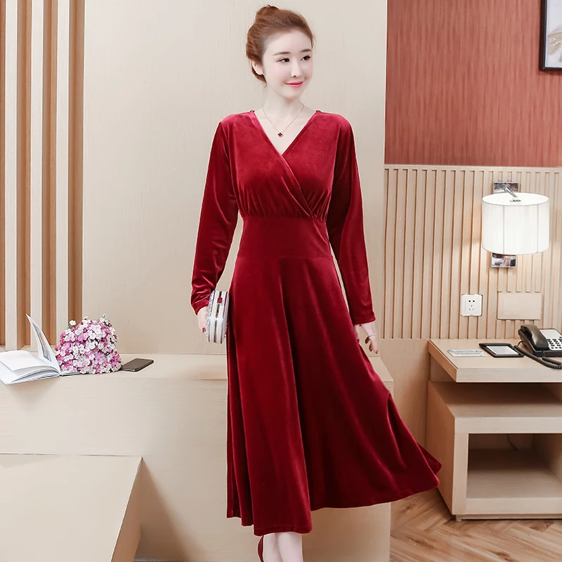 Plus Size Robe Velvet Dress V-Neck Solid Autumn Vestido Woman New Fashion 2019 Mujer Women Long Sleeve High Waist Elegant Loose
Plus Size Robe Velvet Dress V-Neck Solid Autumn Vestido Woman New Fashion 2019 Mujer Women Long Sleeve High Waist Elegant Loose