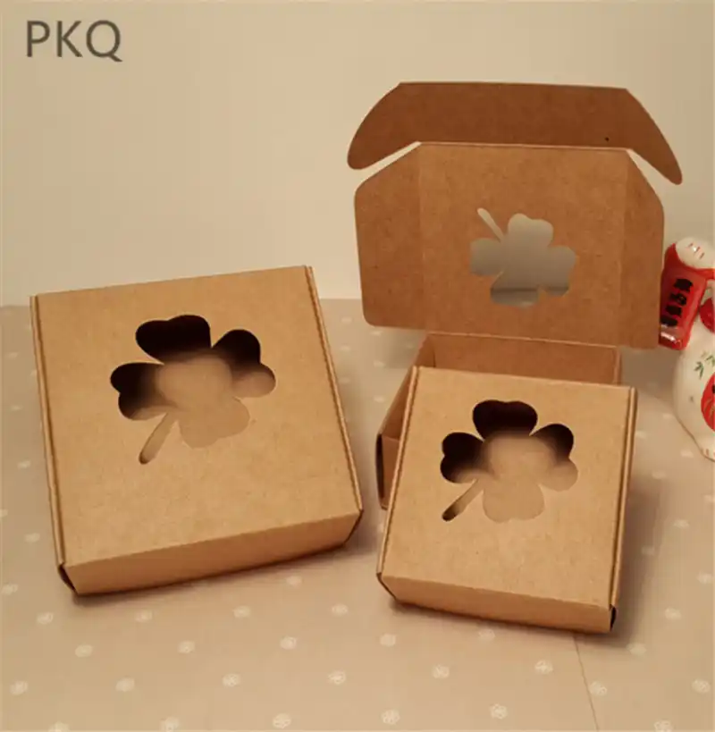 kraft paper box with hollow,small craft gift box for packaging