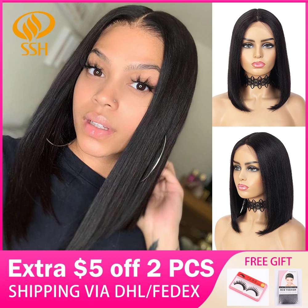 SSH Straight Short Bob Human Hair Wigs for Black Women Lace Part Brazilian Hair Wigs Remy Hair Middle Part Side For Brown Women
SSH Straight Short Bob Human Hair Wigs for Black Women Lace Part Brazilian Hair Wigs Remy Hair Middle Part Side For Brown Women