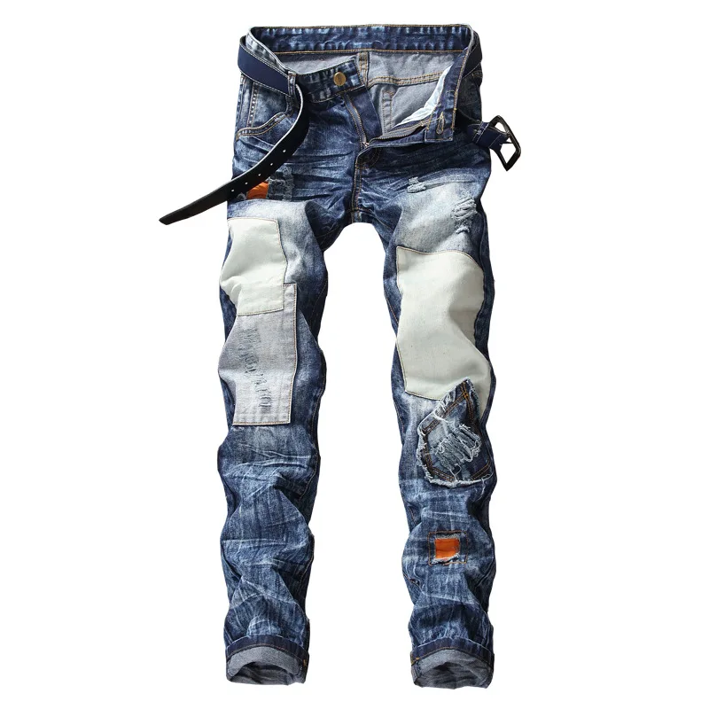 Fall and Winter New Men's Jeans Ripped Patch Cloth Fried Snowflakes Non-elastic Straight-leg Pants Male Denim Trousers
Fall and Winter New Men's Jeans Ripped Patch Cloth Fried Snowflakes Non-elastic Straight-leg Pants Male Denim Trousers