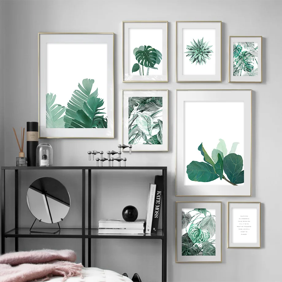 

Watercolor Monstera Palm Leaf Lotus Leaf Nordic Posters And Prints Wall Art Canvas Painting Plants Wall Pictures For Living Room