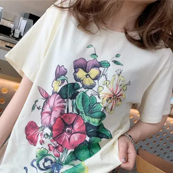 High-end Floral T-shirt Loose Casual Cotton T-shirts for Women 2020 New Summer Short Sleeve Flower Print Retro Chic T-Shirt Tops
High-end Floral T-shirt Loose Casual Cotton T-shirts for Women 2020 New Summer Short Sleeve Flower Print Retro Chic T-Shirt Tops