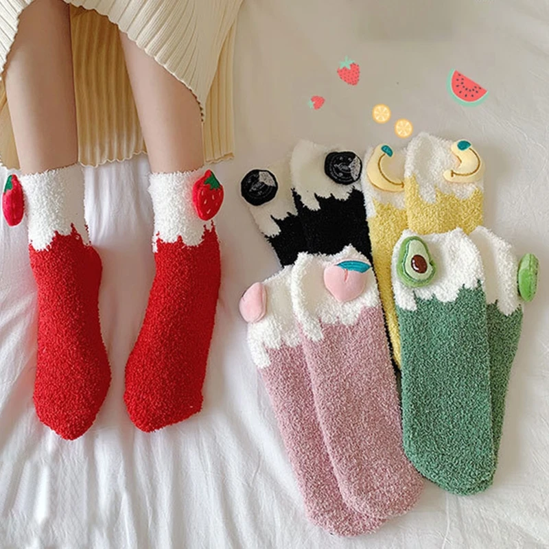 6 Pairs Women Winter Fuzzy Plush Crew Slipper Socks Cartoon Fruit Warm Hosiery 649C 
6 Pairs Women Winter Fuzzy Plush Crew Slipper Socks Cartoon Fruit Warm Hosiery 649C