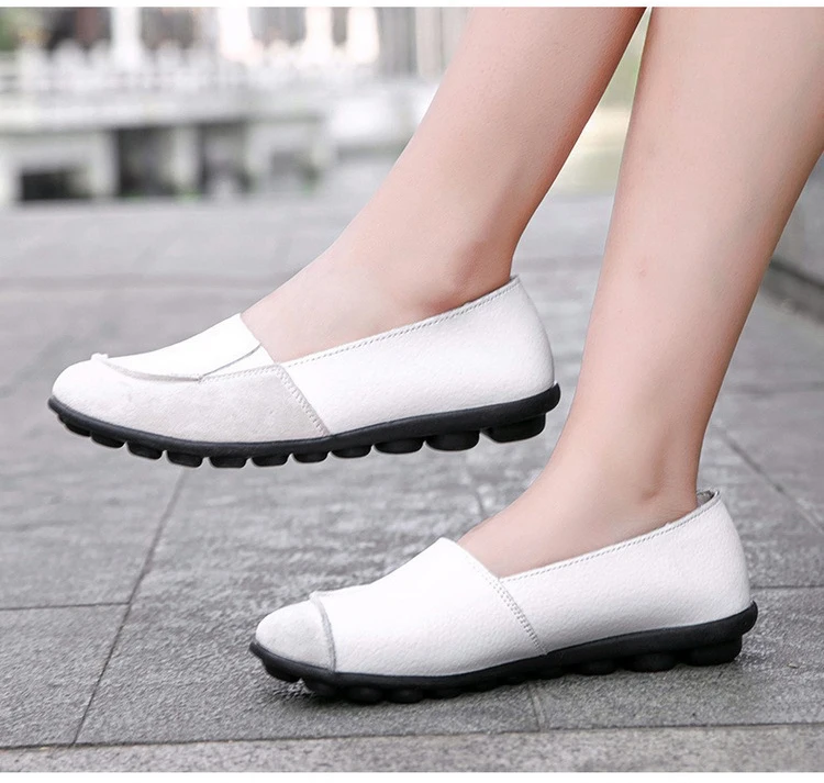AH 208-2020 New Spring Autumn Women's Flat Shoes Comfortable Nurse Loafers Geunie Leather Mother Walking Shoe-2