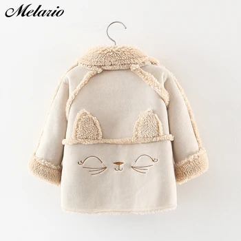 

Melario Girls Casual Thick Woolen Coats Cartoon Cat Children's Pocket Single-breasted Outerwear Baby Kids Warm Jackets Clothes