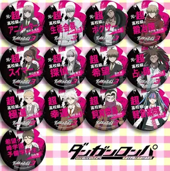 13pcs/1lot Anime Danganronpa Naegi Makoto Kirigiri Kyouko Maizono Sayaka Figure 5090 Badges Round Brooch Pin Gifts Kids Toy