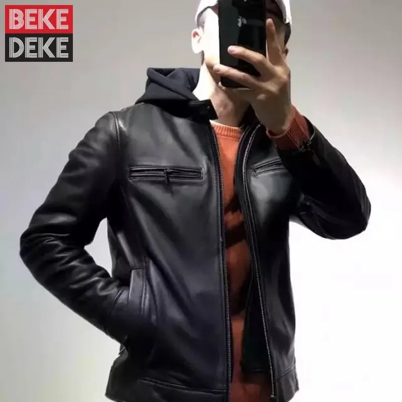 Autumn Winter Mens Genuine Leather Jacket Punk Hooded Stand Collar Motorcycle Biker Coat Men Slim Fit Thicken Padded Outerwear
Autumn Winter Mens Genuine Leather Jacket Punk Hooded Stand Collar Motorcycle Biker Coat Men Slim Fit Thicken Padded Outerwear