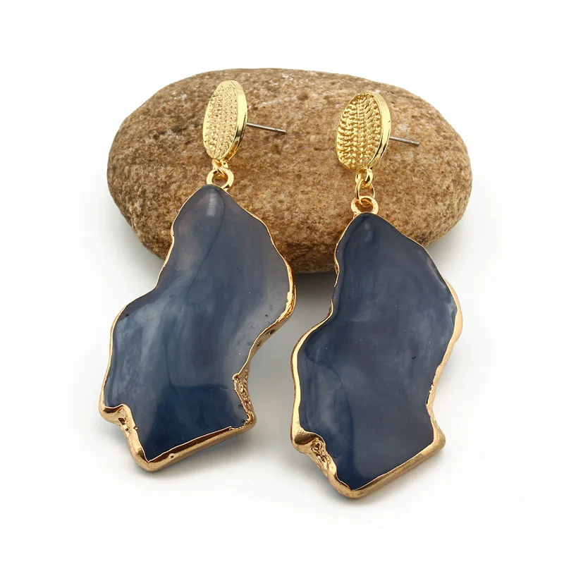 Bijoux Fashion Chic Golded Blue Yellow Big Long Drop Earrings For Women Jewelry Statement Pendientes Mujer Moda 2019 Ohrringe (3)