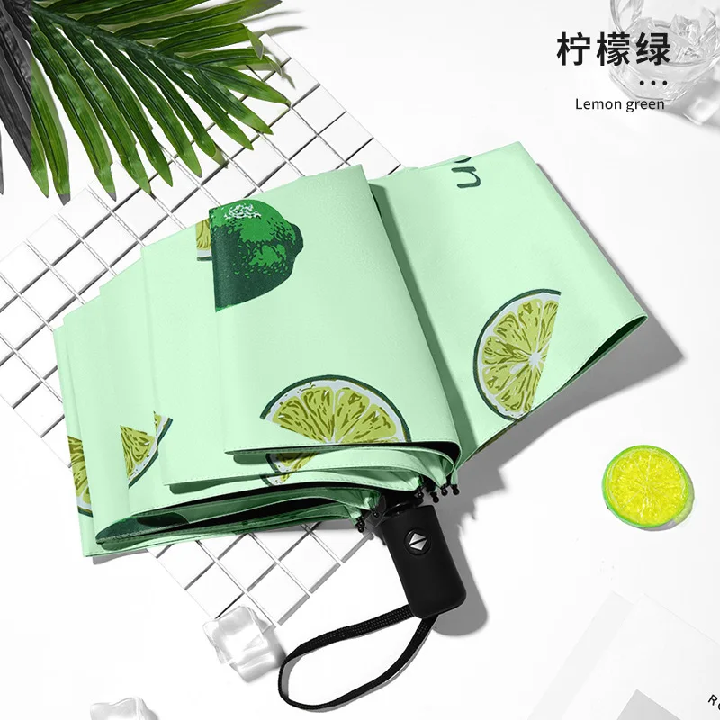 ke ai xi Fresh Female Fruit Folding Rain Or Shine Dual Purpose Parasol Sun-resistant UV Vinyl Parasol Rain Umbrella
ke ai xi Fresh Female Fruit Folding Rain Or Shine Dual Purpose Parasol Sun-resistant UV Vinyl Parasol Rain Umbrella