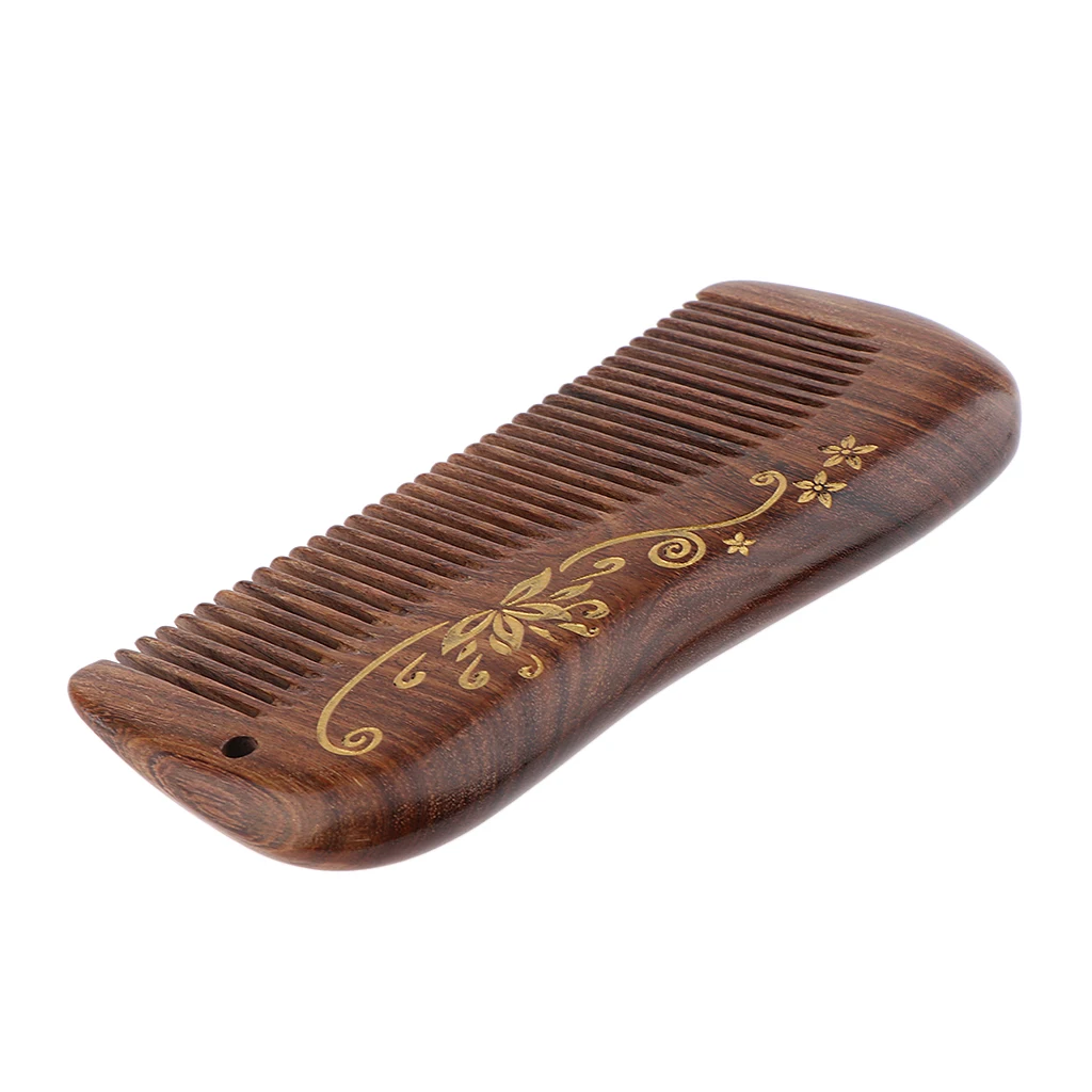 Natural Sandalwood Wooden Comb with Gold Lotus Patterns, NO STATIC Massage Hairbrush Regular Teeth for Women Men Kids Natural Sandalwood Wooden Comb with Gold Lotus Patterns, NO STATIC Massage Hairbrush Regular Teeth for Women Men Kids