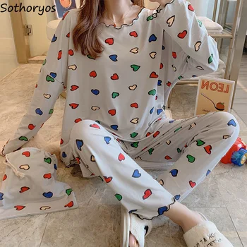 Pajama Sets Women O-neck Long Sleeve Printed Leisure Breathable Womens Korean Style Kawaii Elegant Sleepwear Home Clothing New
Pajama Sets Women O-neck Long Sleeve Printed Leisure Breathable Womens Korean Style Kawaii Elegant Sleepwear Home Clothing New