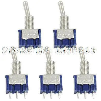 Single Pole 3 Terminals 2 Position On/On Toggle Switch 6A 250V 5 Pcs