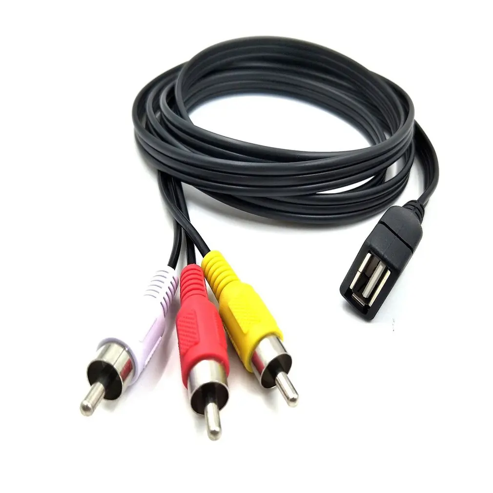 Duttek Video A/V Practical Camcorder Adapter USB 2.0 Female to 3 RCA Male 5 Feet/1.5m Audio Extension Cord Bundle 1 Polybag