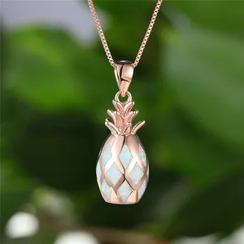 Charm Female Blue Opal Pendant Necklace Rose Gold Silver Color Chain Necklaces For Women Cute Fruit Pineapple Wedding Necklace
Charm Female Blue Opal Pendant Necklace Rose Gold Silver Color Chain Necklaces For Women Cute Fruit Pineapple Wedding Necklace