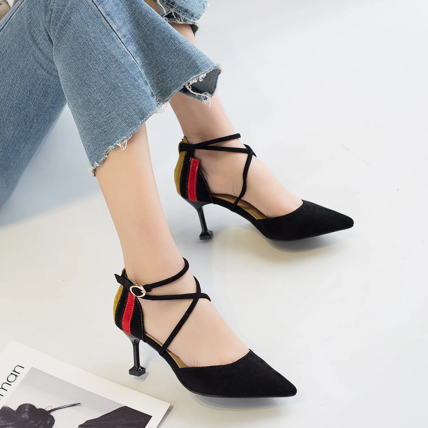1131 Summer New Style Buckle Cross Pointed-Toe High Heel Shoes Thin Drawstring Closed-toe Cat with Sandals Women's 2019 Suede-St
1131 Summer New Style Buckle Cross Pointed-Toe High Heel Shoes Thin Drawstring Closed-toe Cat with Sandals Women's 2019 Suede-St
