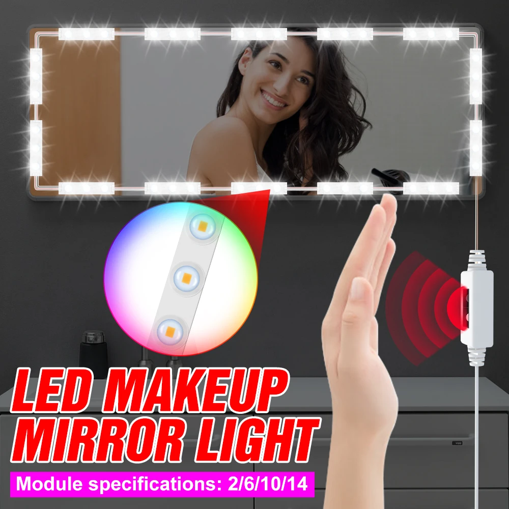 DC 12V LED Mirror Light USB Vanity Mirror Light 2 6 10 14 Modules Kit LED Makeup Lamp Hollywood Dressing Table Cosmetic Lights
DC 12V LED Mirror Light USB Vanity Mirror Light 2 6 10 14 Modules Kit LED Makeup Lamp Hollywood Dressing Table Cosmetic Lights