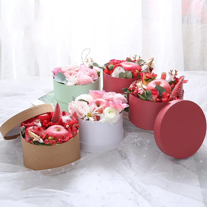 

Mini Round Cardboard Paper Flower Boxes Rose Box Valentine's Day Florist Gift Party Favor Packaging Box Wedding Party Decoration