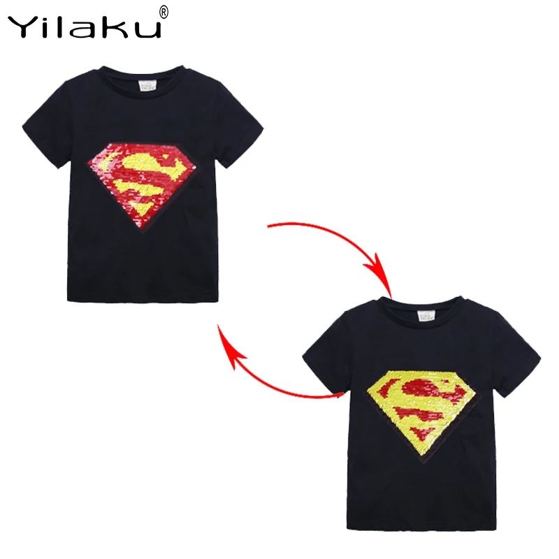 Yilaku/детская одежда летняя для мальчиков футболка Детские Двусторонние футболки